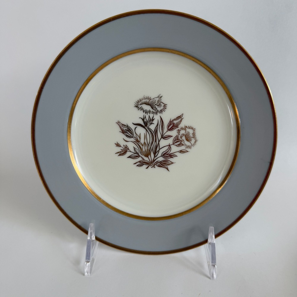 Vintage Noritake 5180 Salad Plate 7 5/8" Gray Gold Floral Japan Discontinued